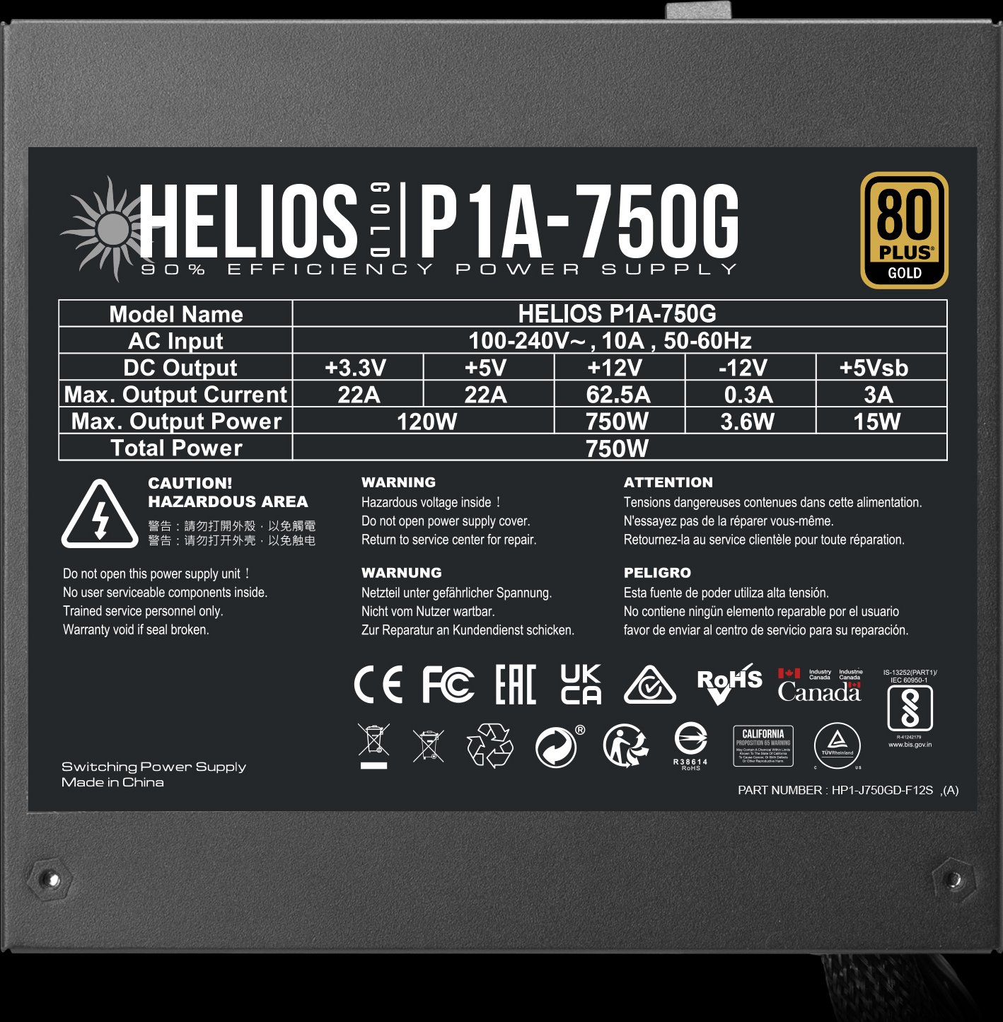 Gamdias Helios PIA-750G Netzteil 750Watt
